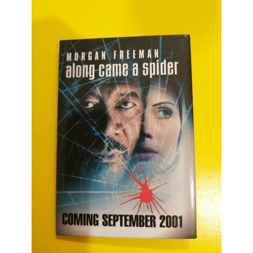 2001 Along Came a Spider Movie Promo Badge Button Pin Morgan Freeman Original
